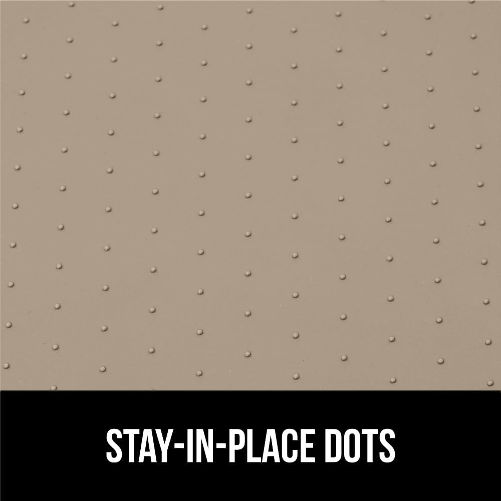 GORILLA GRIP Waterproof Silicone Under Sink Mat with Raised Lip for Kitchen and Bathroom, 31 x 22 in, Cabinet Shelf Liner Stay in Place Mats Dishwasher Safe Drawer Liner, Organizer Tray, Beige