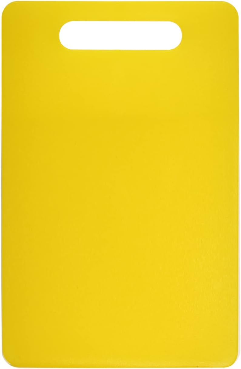 Fotouzy Plastic Utility Cutting Board with Handles, Food Safe PP Material, BPA Free, Dishwasher Safe, Thick Chopping Board, Large Size, Easy Grip Handle, for Kitchen (Yellow),14.2 x 9"