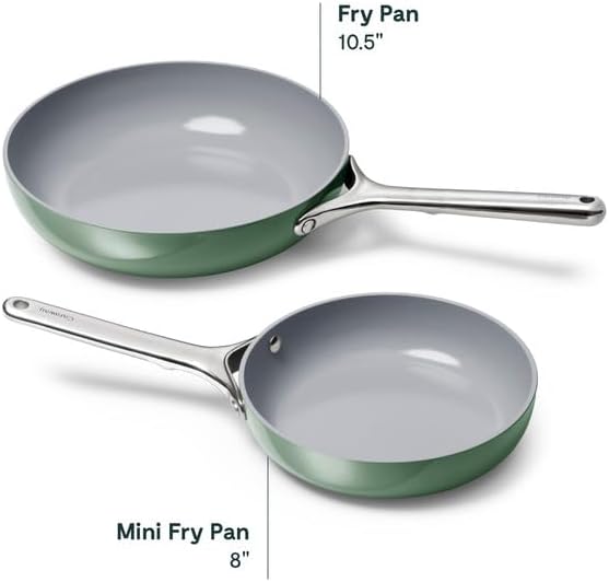 Caraway Nonstick Ceramic Mini Fry Pan (1.05 qt, 8") - Non Toxic, PTFE & PFOA Free - Oven Safe & Compatible with All Stovetops (Gas, Electric & Induction) - Sage