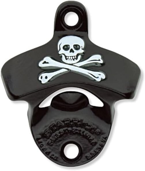 STARR "X" Skull & Bones Bottle Opener | Heavy-Duty Bottle Opener Wall Mounted for Home Bar, Man Cave, and Patio | Easy Cap Removal, Black