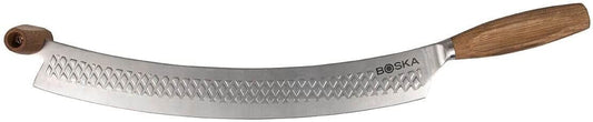 BOSKA Stainless Steel Cheese Knife - For All Types of Cheese Pizza - Multi-Functional Cheese Slicer - Handheld Slicer - Silver Non-Stick Oak Wood - Dishwasher Safe - For Kitchen Cooking