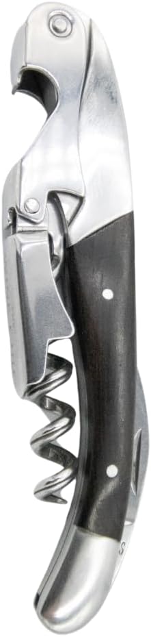 The Wine Chic Premium Professional Corkscrew Wine Opener with Elegant Wood Handle, Manual Wine Key with Foil Knife and Cap Bottle Opener for Bartenders, Waiters and Sommeliers (Black)