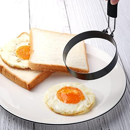 Egg Rings 8 Packs Stainless Steel Pancake Molds And Egg Ring Set Nonstick Round Egg And Omelet Molds for Frying Eggs And Muffins (Set of 8)