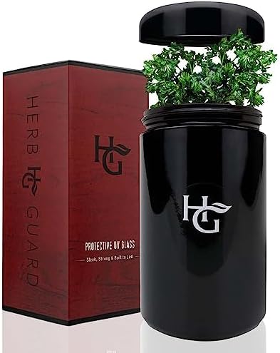 Herb Guard - 2 Oz Airtight Ultraviolet Jar (1 Liter), Humidity Pack Keeps Herbs Fresh for Months [5 Pack]