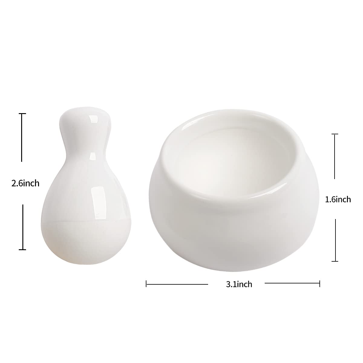 Mini White Ceramic Mortar and Pestle Set, A Perfect Pill Crusher, Also Suitable for Crushing Spices, Herbs, etc