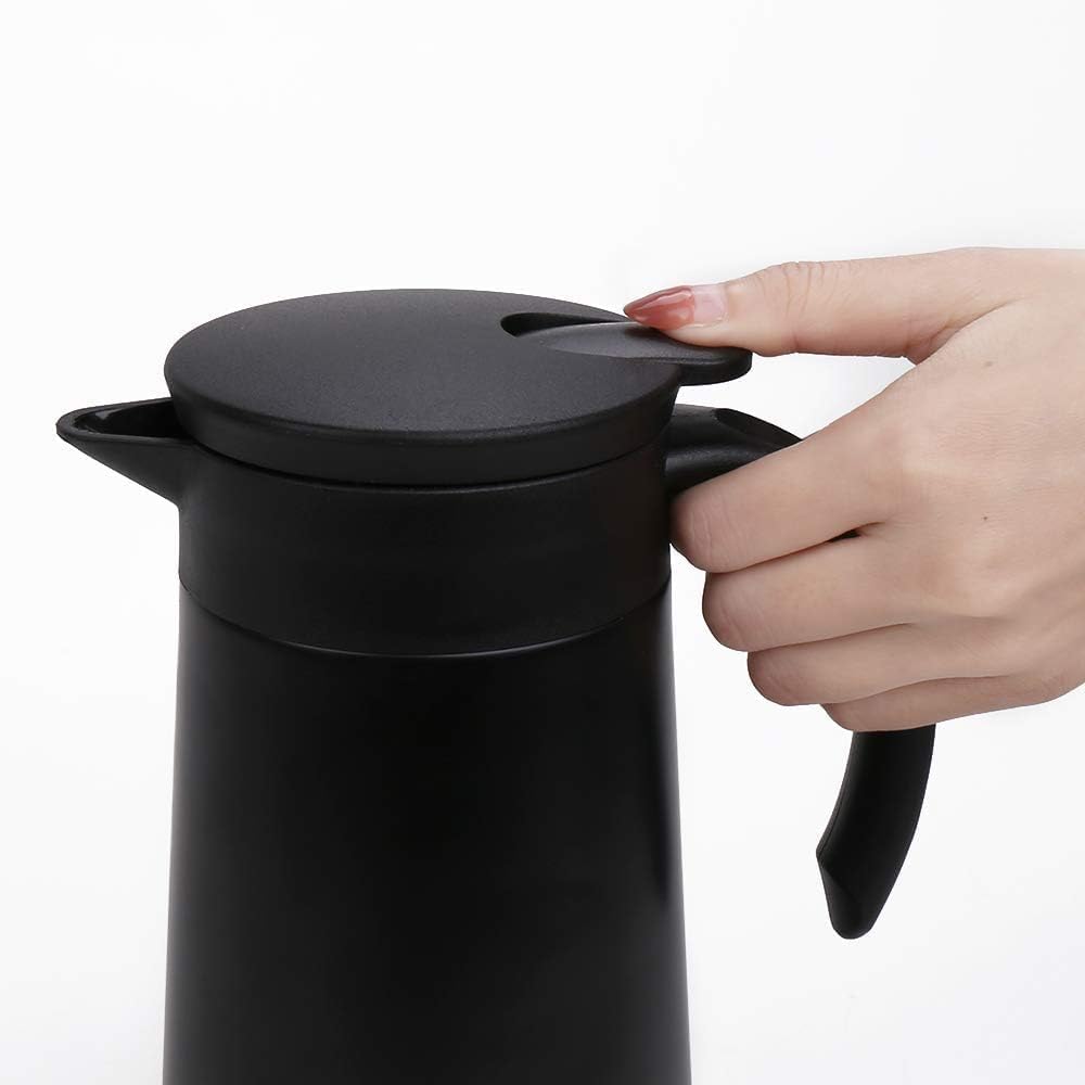 28oz Coffee Carafe Airpot Insulated Coffee Urn Stainless Steel Vacuum Thermal Pot Flask for Coffee, Hot Water, Tea, Hot Beverage - Keep 9 Hours Hot, 18 Hours Cold (Silver,Black)