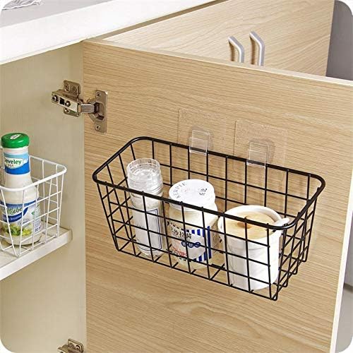 3 Set LeleCAT Adhesive Over the Cabinet Door Wire Baskets for Organizing for Kitchen Food Pantry Bathroom Shelf Storage No Drilling Wall Mounted,Black