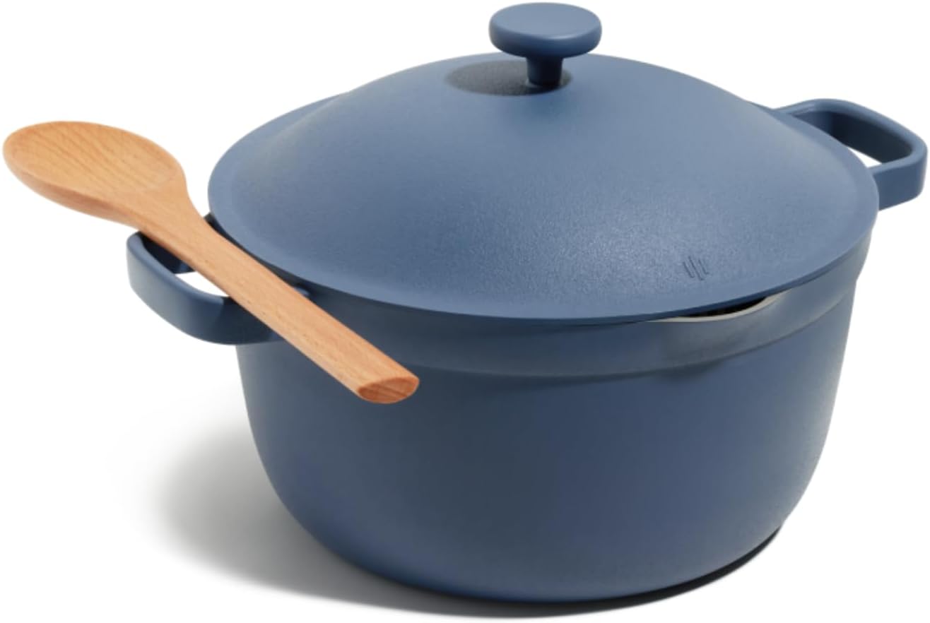 Our Place Perfect Pot - 5.5 Qt. Nonstick Ceramic Sauce Pan with Lid | Versatile Cookware for Stovetop and Oven | Steam, Bake, Braise, Roast | PTFE and PFOA-Free | Toxin-Free, Easy to Clean | Blue Salt