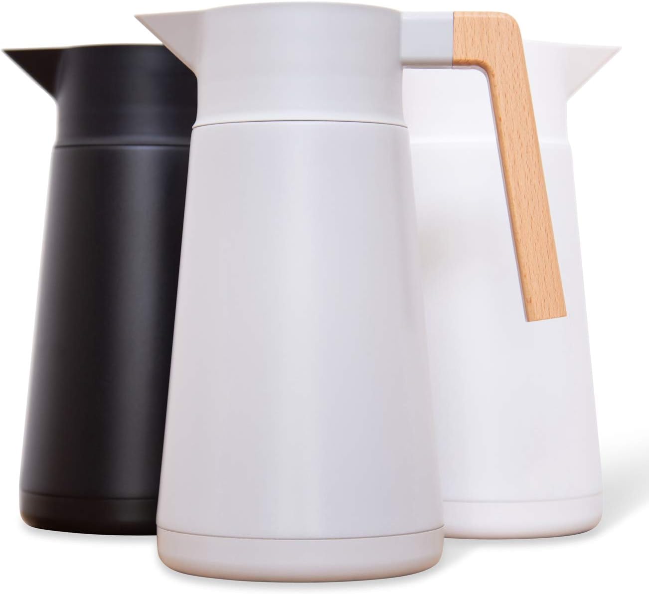 Hastings Collective Thermal Coffee Carafe 68 Oz - Large Stainless Steel Insulated Carafe - 2 Liter Double Walled Vacuum Thermos Coffee and Beverage Dispenser with Tea Infuser and Strainer (Gray)