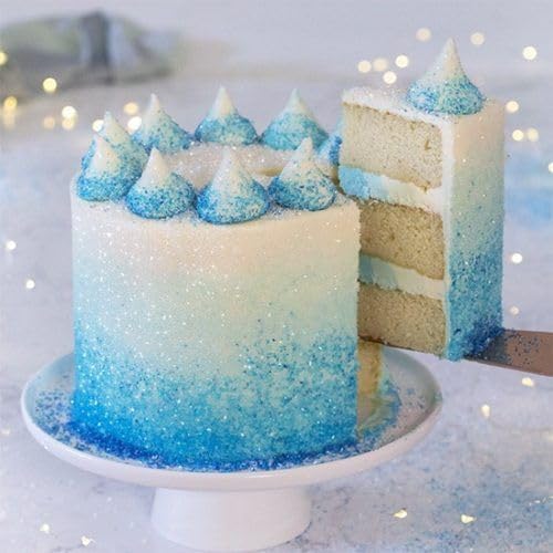 Sanding Sugar Blue Edible Sugar Sprinkles Sanding Sugar for Cake Decorating, Sparkling Crystal Candy White Pearl Sugar for Wedding Party Baking Cupcake Cookie Ice Cream Decoration Supplies - 5.3 oz