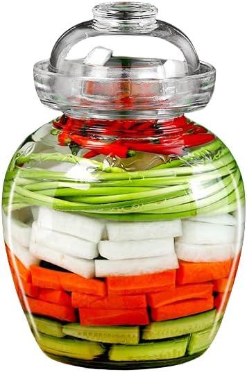 Glass Pickle Jar 1500ml Fermentation Jar Crock, Traditional Fermentation Jar Canning Jar Kimchi Containers with Water Seal Airlock Lid for Fermenting Pickles, Wine Brewing, and Sauerkraut