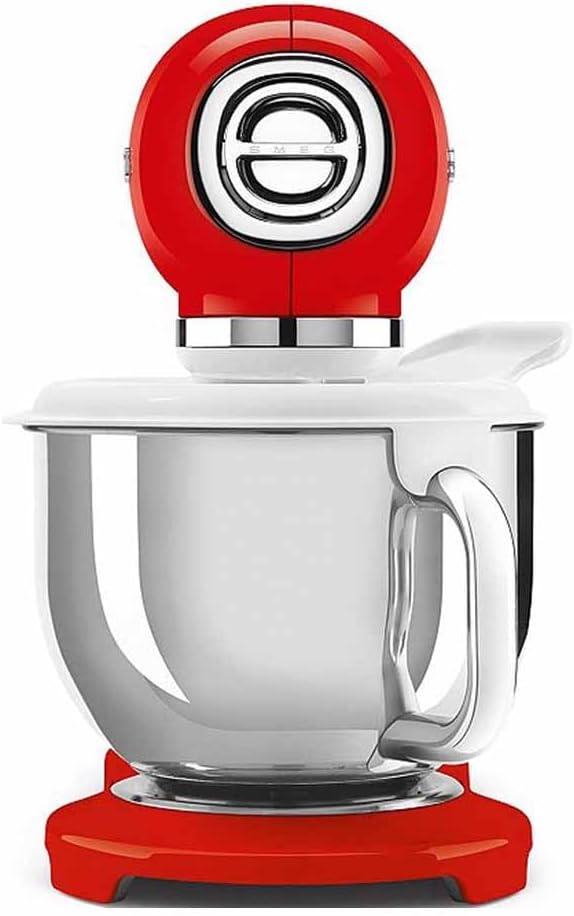 SMEG SMF03 Stand Mixer – 5 Qt Tilt-Head Mixer with Stainless Steel Bowl, 10 Speeds, Retro 50s Vintage Style – Red