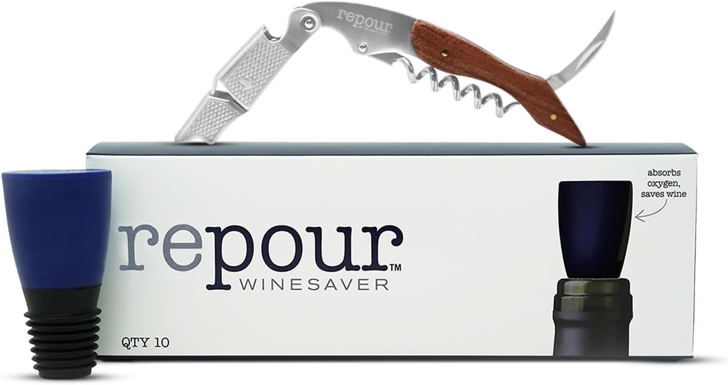 Wine Essentials Combo Pack – Premium Corkscrew & Wine Saver | Manual Wine Key Removes Corks Easily, Wine Stopper Preserves Wine Easily|Perfect for Wine Lovers and Enthusiasts (Rosewood 10 Pack)
