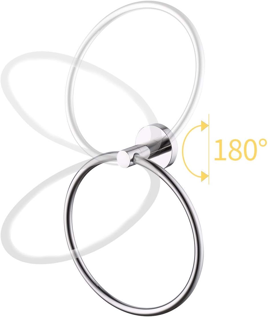 KES Bathroom Hand Towel Holder SUS 304 Stainless Steel Towel Ring Round Bath Towel Holder Wall Mount Polished Finish, A2180
