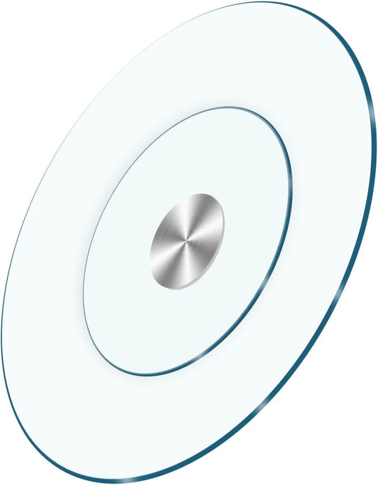 30" Heavy-Duty Lazy Susan - 1/3" Extra-Thick Tempered Glass (50% Thicker!) - Anti-Tip Silent Turntable for Dining Tables, Banquets