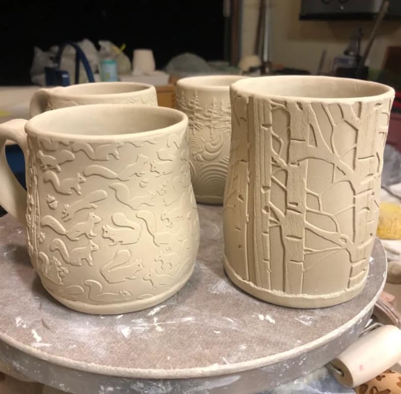 BIRCH embossing rolling pin engraved wooden embossed dough roller for embossed cookies or clay by Algis Crafts