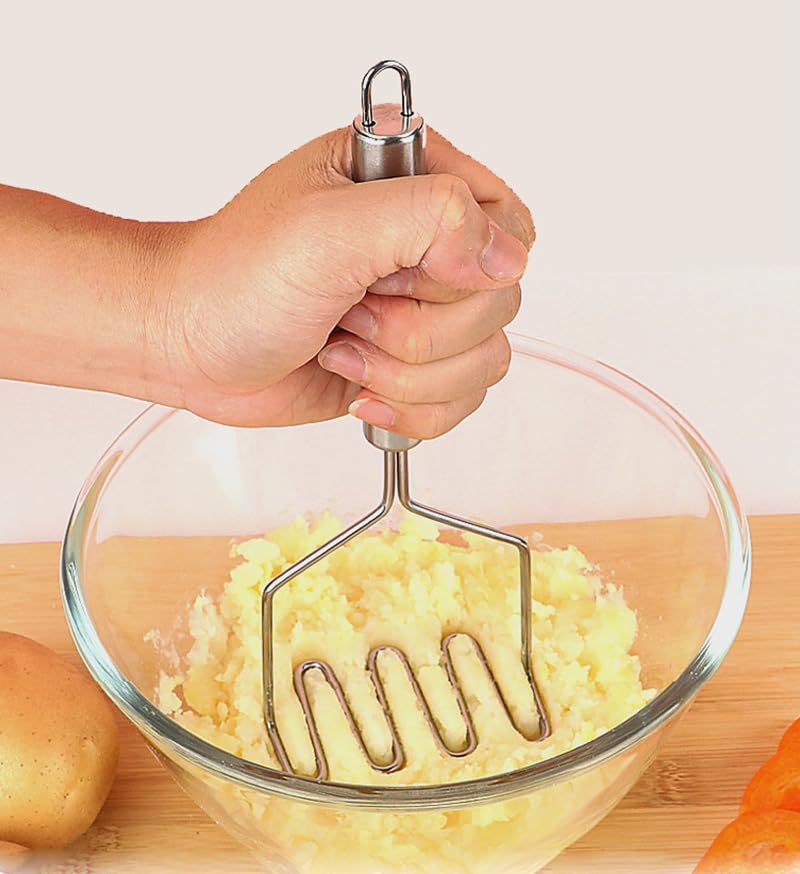 4-Pack Potato Masher, Sturdy Stainless Steel Wire Masher, Heavy Duty Metal Potato Ricer, Manual Masher for Vegetables and Fruits, Dishwasher Safe