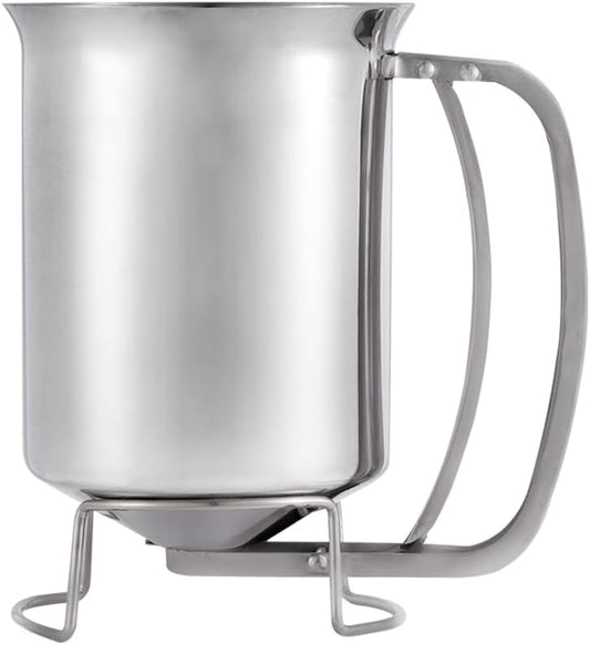 800ml Stainless Steel Pancake Batter Dispenser - Great for Baking,Cupcakes,Muffins-Cooking Crepes,Waffles- Easyflow Spout -Measuring Gauge in Mls and cups