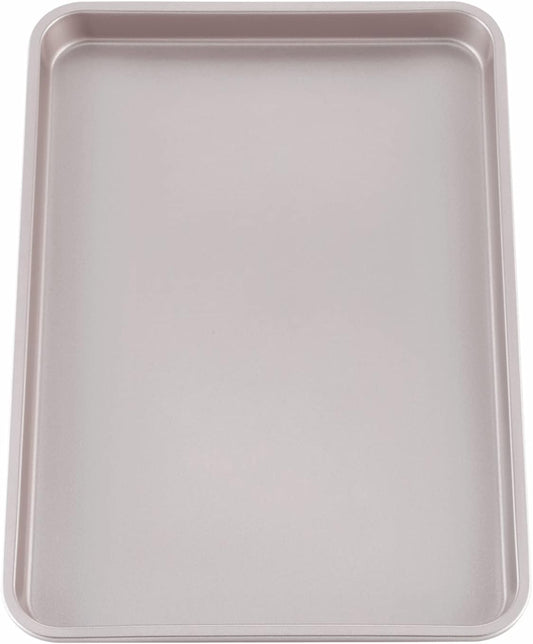 CHEFMADE 15-Inch Baking Sheet Pan, Non-Stick Carbon Steel Rimmed Cookie Sheet Pan for Oven Roasting Meat Bread Jelly Roll Battenberg Pizzas Pastries 10.6" x 15.6" x 1" (Champagne Gold)