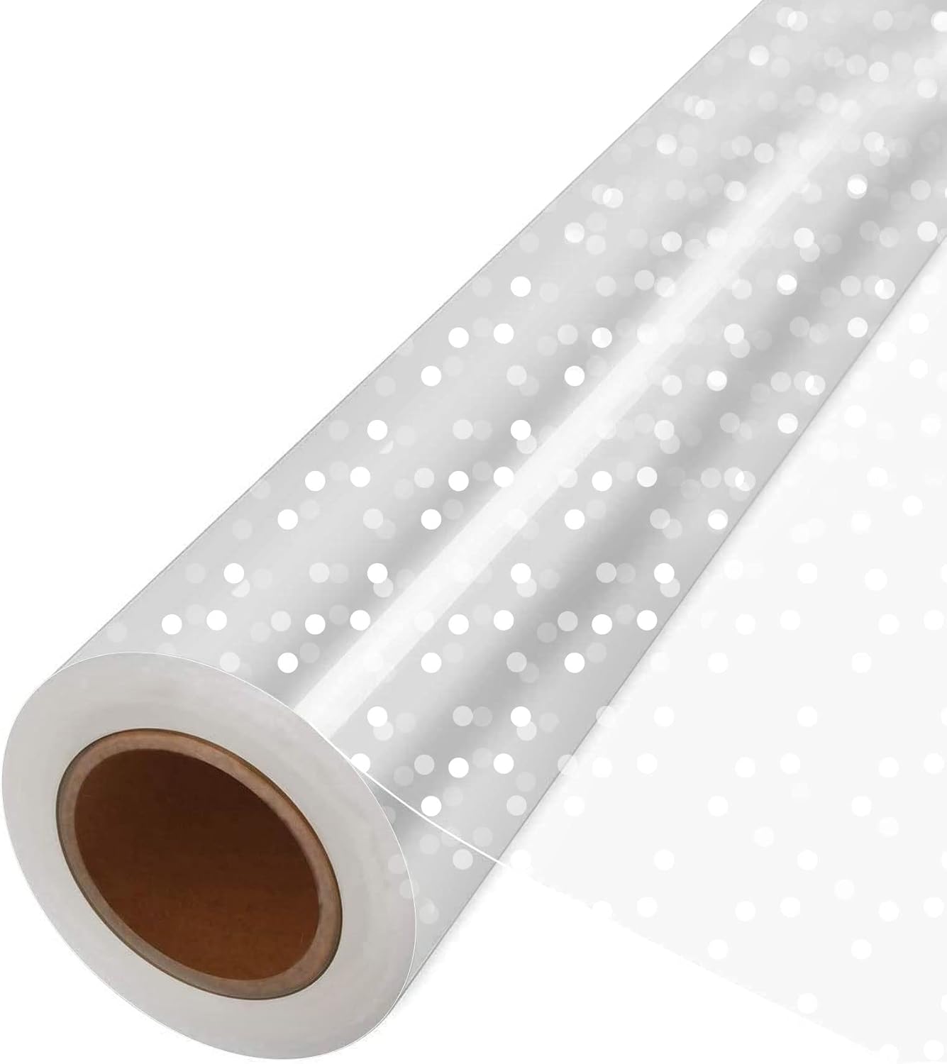 JOYIT 100' Long X 35” Wide Clear Cellophane Wrap Roll with White Dots - 3 Mil Thicker Cellophane Roll, Clear Wrapping Paper for Gift Baskets Wrap (35" Folds into 17.5")