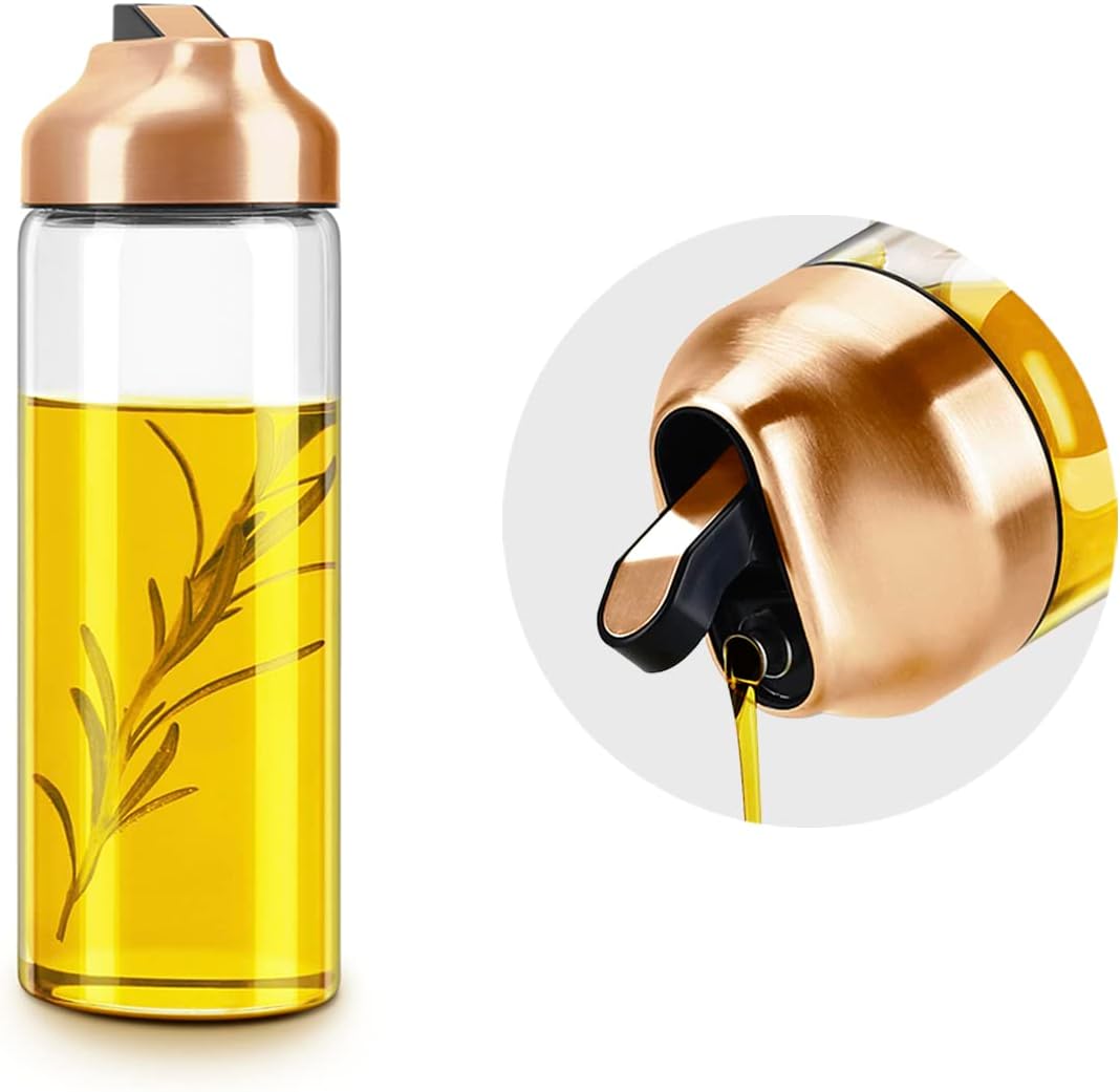 Aelga Copper Kitchen Accessories - Glass Oil Dispenser - Copper Olive Oil Dispenser Bottle for Kitchen with Stainless Steel Spout
