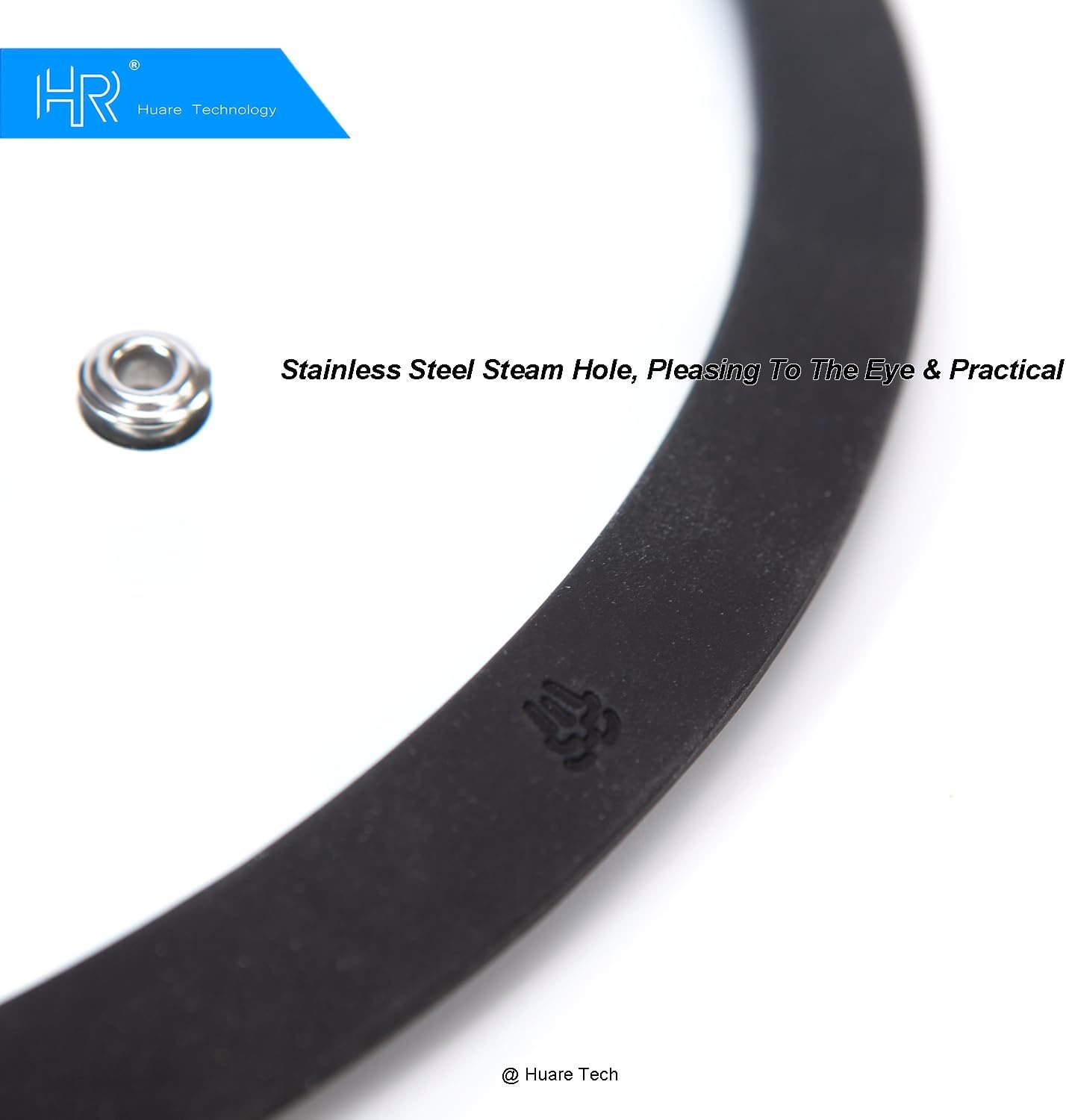 Silicon Glass Lid for Pot,Pan,Skillet Fits 10"(26CM) Cookware Silicon lid Dishwasher Safe, Replacement Lid Vented Tempered Glass with Heat Resistant Silicone Rim By HR Huare Technology, Black,1 Pack