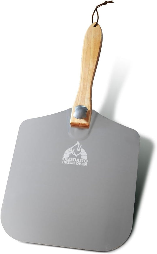 Aluminum Pizza Peel 12" x 14" with Foldable Wooden Handle, 25" Long Turning Spatula, Pizza Paddle, Pizza Spatula Paddle, Aluminum Metal Pizza Peel 12 Inch, Pizza Accessories