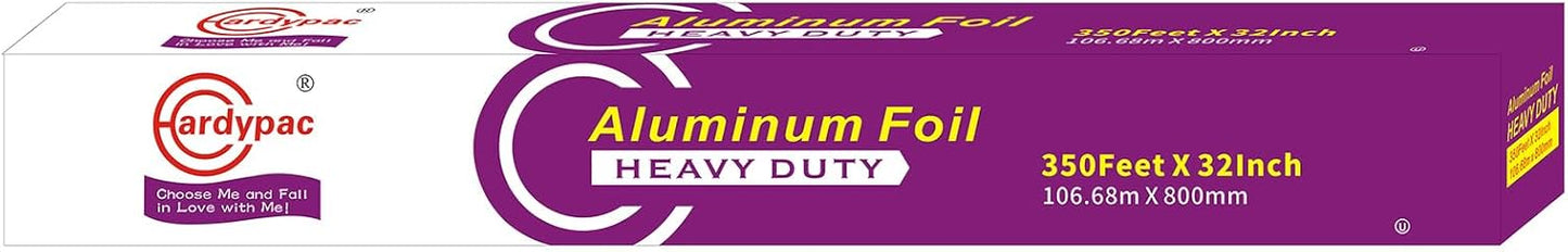 32 Inch Extra Wide Heavy Duty Aluminum Foil Roll, 930SQFT, 32 Inch Width x 350 Feet Length, Commercial Catering, Industrial Grade grill foil, wide aluminum foil roll, Roasting, Baking, Cooking