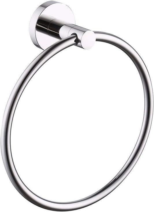KES Bathroom Hand Towel Holder SUS 304 Stainless Steel Towel Ring Round Bath Towel Holder Wall Mount Polished Finish, A2180