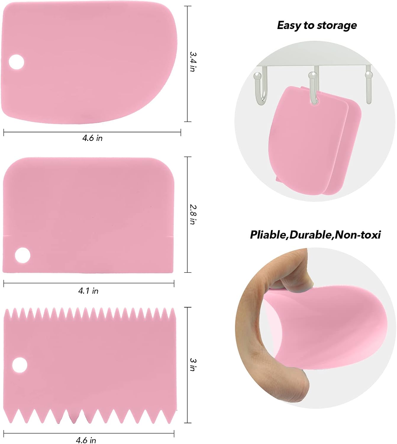 Offset Spatula Set with 3 Packs Cake Scrapers Smoother, Stainless Steel Angled Icing Spatula Cake Decorating Frosting Spatula Set with 6, 8, 10 inch Blades