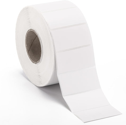 2000 Pcs White Labels Stickers to Write On 2 x 1 Inch, Waterproof and Oil Resistant Blank Barcode Labels for Food Containers Jars Pantry Organization