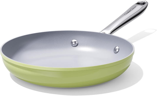 Nonstick Ceramic Frying Pan 8 Inch for Induction Cooktop - Non Toxic, PTFE/PFOA/PFAS Free, Oven & Dishwasher Safe up to 500°F - Non Stick Egg Skillet with Stay-Cool Handle - Avocado Green