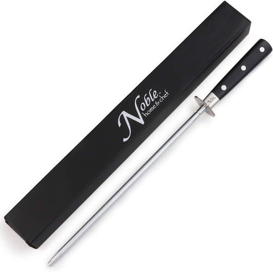 Professional Honing Steel 10”, Magnetized for Safety, No Rust, No Cheap Plastic! Noble’s Knife Sharpener Has an Oval Handle for a Firm Grip and is Built For Daily Use, Perfect for Chefs!