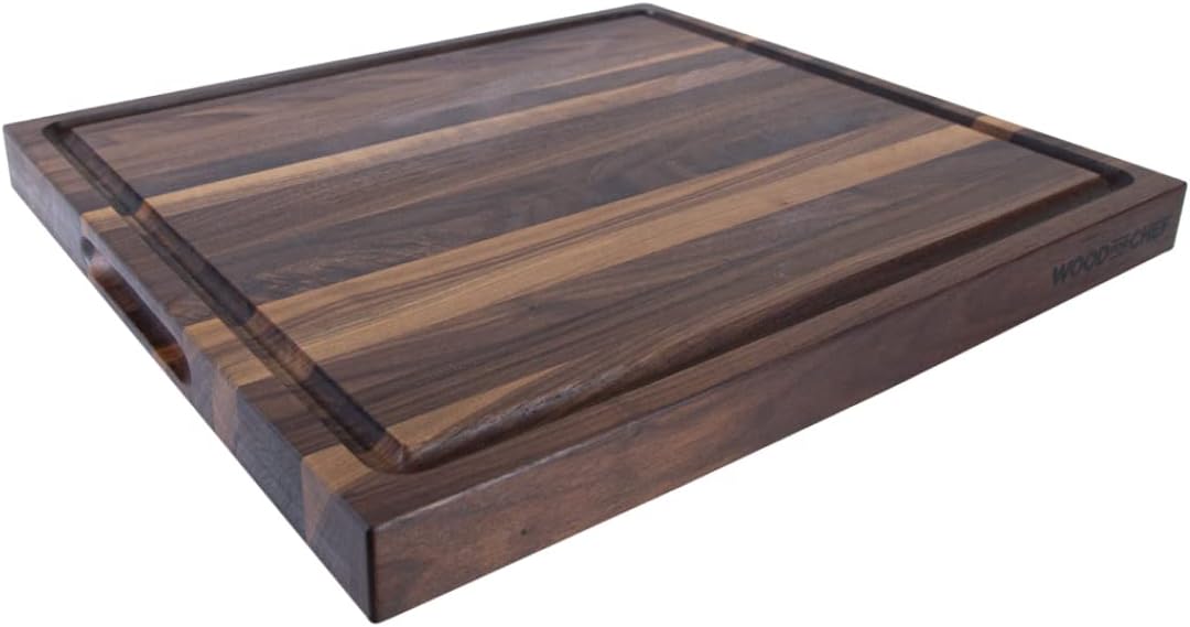 Large Cutting Board from American Walnut - A Butcher Block with Juice Groove for Easy Cutting of Meat and Juicy Veggies - Walnut Chopping Board - 20x16x1.5 inches