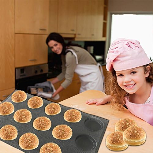 Bluedrop Silicone Hamburger Bread Forms Round Shape Bread Tray Silicone Perforated Silicone Bakery Molds Crusty Bread Bakeware