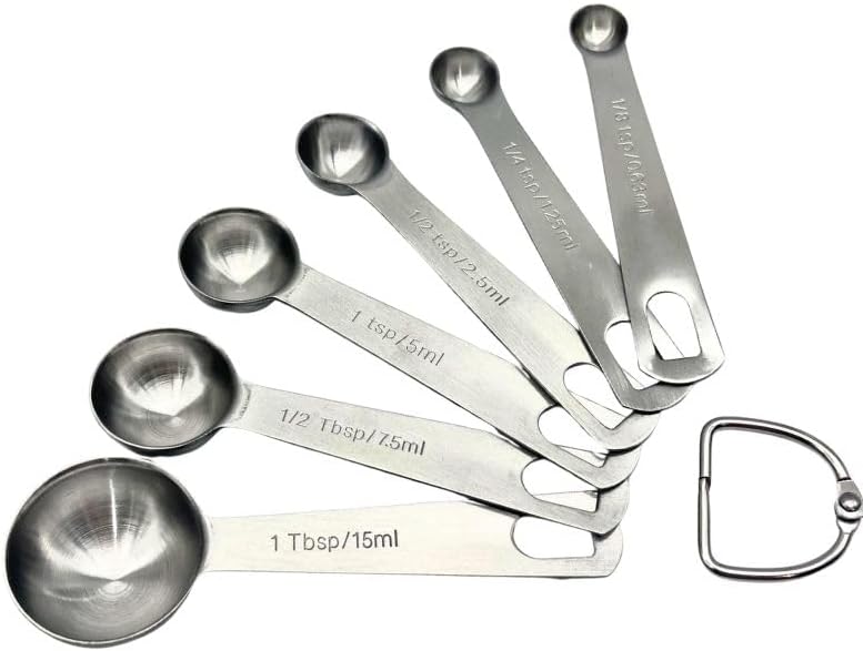 Stainless Steel Measuring Cups and Measuring Spoons Set with Circular Connector,Kitchen Measuring Spoons and Cups，kitchen tool for cooking and baking(13 Piece Set)