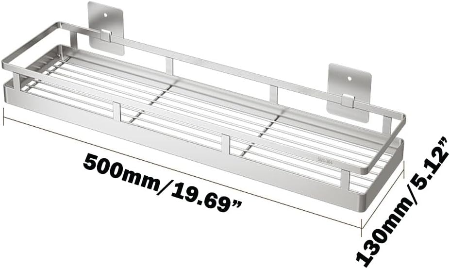 2PCS Kitchen Spice Rack, SUS304 Stainless steel Wall Mount Storage Rack, Seasoning Container, 19.7Inch Spice Organizer, Kitchen Seasoning Hanging Rack, Bathroom Shelf for Storing Toiletries