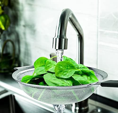 9" Large Fine Mesh Strainer with Thermo Plastic Rubber Handle - Sieve Fine Mesh Stainless Steel - Ideal Kitchen Essential to Strain Pasta, Quinoa and Rice