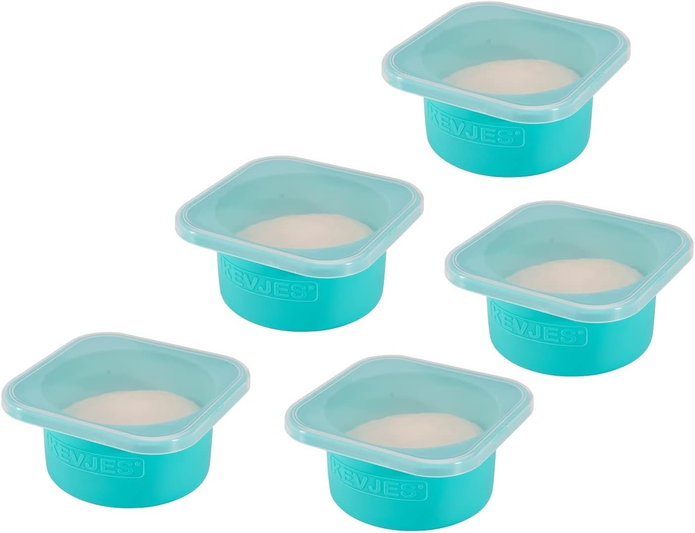 Stackable Silicone Artisan Pizza Dough Proofing Proving Containers with Lids-5 pack-500ml portion (Blue)