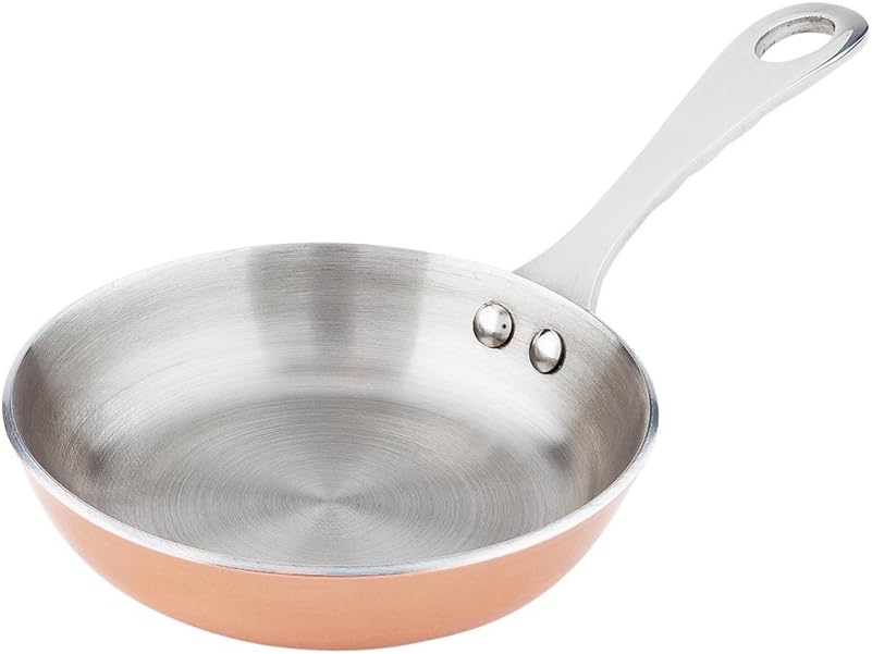 Restaurantware 4 Inch Mini Frying Pan 1 Round Egg Pan - With Handle Stain Resistant Copper Stainless Steel Small Frying Pan Dishwasher Safe For Scrambles Appetizers Or Desserts