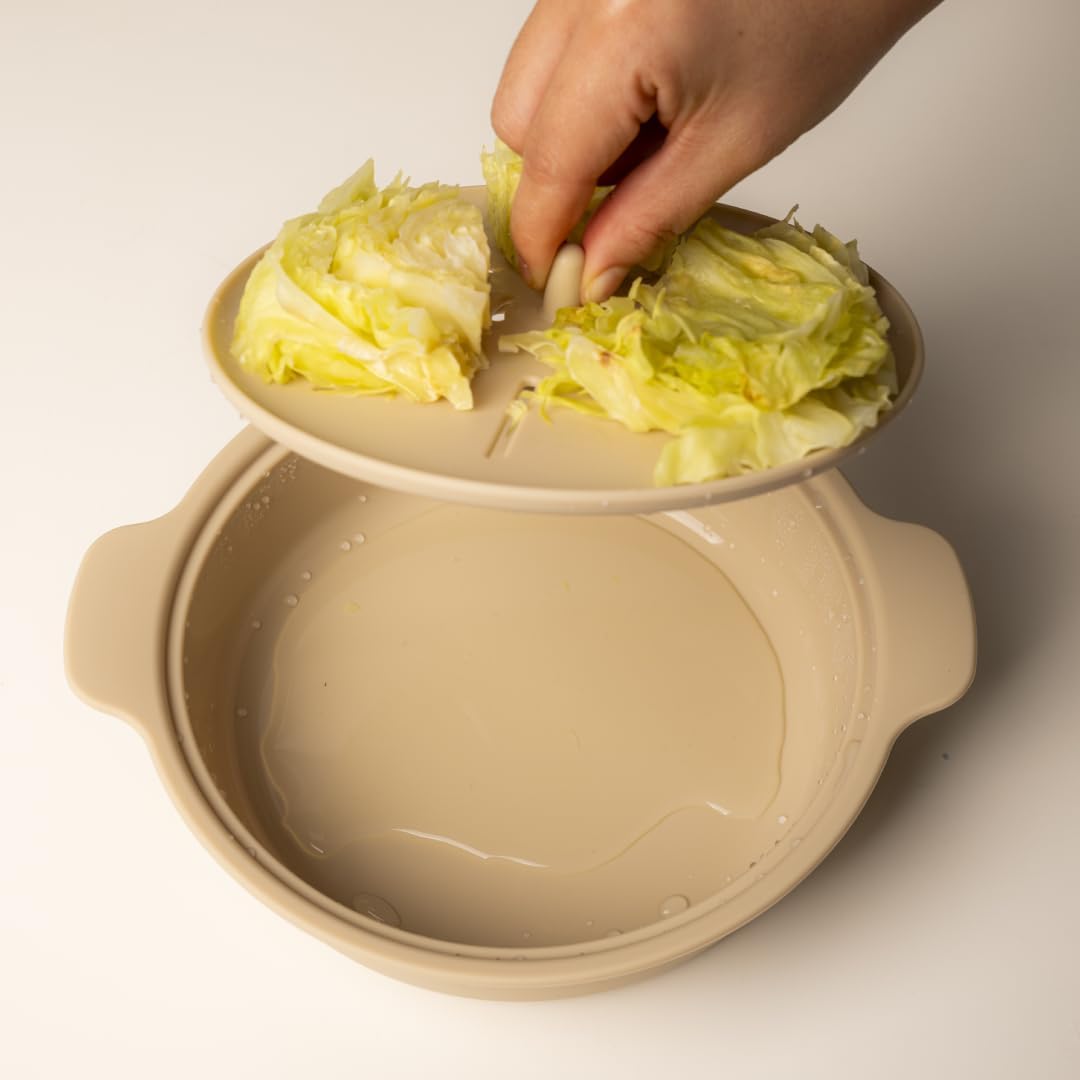 Microwave Silicone Steamer for Baby Food, Made In Korea, Oven & Dishwasher Safe to 482°F, Easy Clean, Microwave Pot with Handle & Lid, 100% Food Grade Steamer Bowl (Terracotta Rose, 29oz (850ml) with basket)