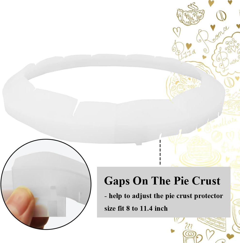 Adjustable Pie Crust Shields, Silicone Baking Protectors, Cover Ring Tools Fits 8-11.4 Inch Pies, Baking Pie Pizza Crust Shield Protector Cover for Edges ﻿ (Transparent)