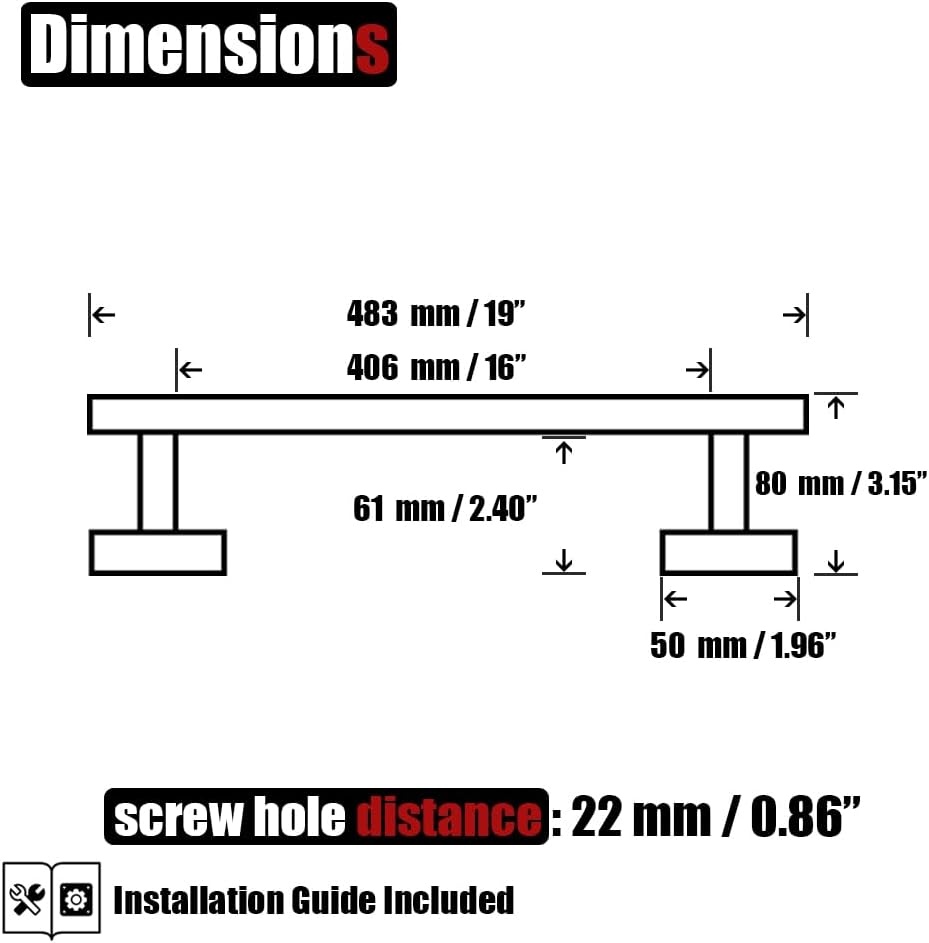 JQK Towel Bar Brushed Gold, 19 Inch 304 Stainless Steel Thicken 0.8mm Towel Rack Bathroom, Towel Holder Wall Mount, Useable Length 16 Inch TB110L16-BG