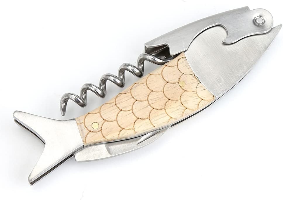 Unique Fish Corkscrew, Professional Waiters Corkscrew Wine Key Bottle Opener,Manual Wine Key for Servers, Waiters, Bartenders and Home Use
