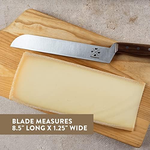 Formaticum - Professional Cheese Knife - 8" x 1.25" Firm & Hard Cheese Slicer, Rust-Proof Stainless Steel Blade with Solid Walnut Handle, Great Cheese Charcuterie Accessories - Handmade in Italy