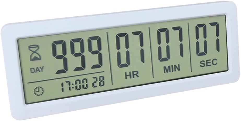 FCXJTU Digital Countdown Days Timer Clock - White Upgraded Big 999 Days Count Down Clock with Bracket Strong Magnetic Back for Retirement Wedding Vacation Birthday Holidays (999Day)