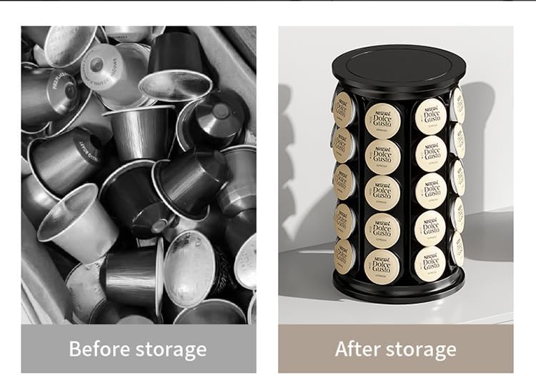 K Cups Holder,K Cup Carousel, Coffee Pods Storage Organizer Stand,New Modern Design, Home or Office Kitchen Counter Organizer（Capacity of 40 Pods, Black）