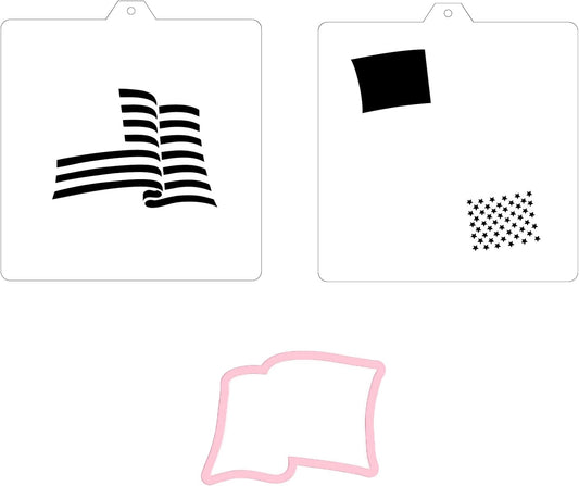 USA Flag Cookie cutter and stencil set Baking stencils and cutters bundle July 4th Independ Independence Day‌ Cookie cutter with stencils Icing stencil and cookie cutter combo(Flag Set)