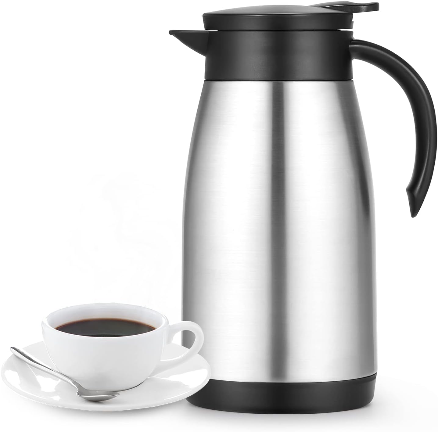 34 Oz Thermal Carafe, Insulated Stainless Steel Coffee Carafes for Keeping Hot Coffee & Tea for 12 hrs and Cold for 24 hrs, 1L/Silver