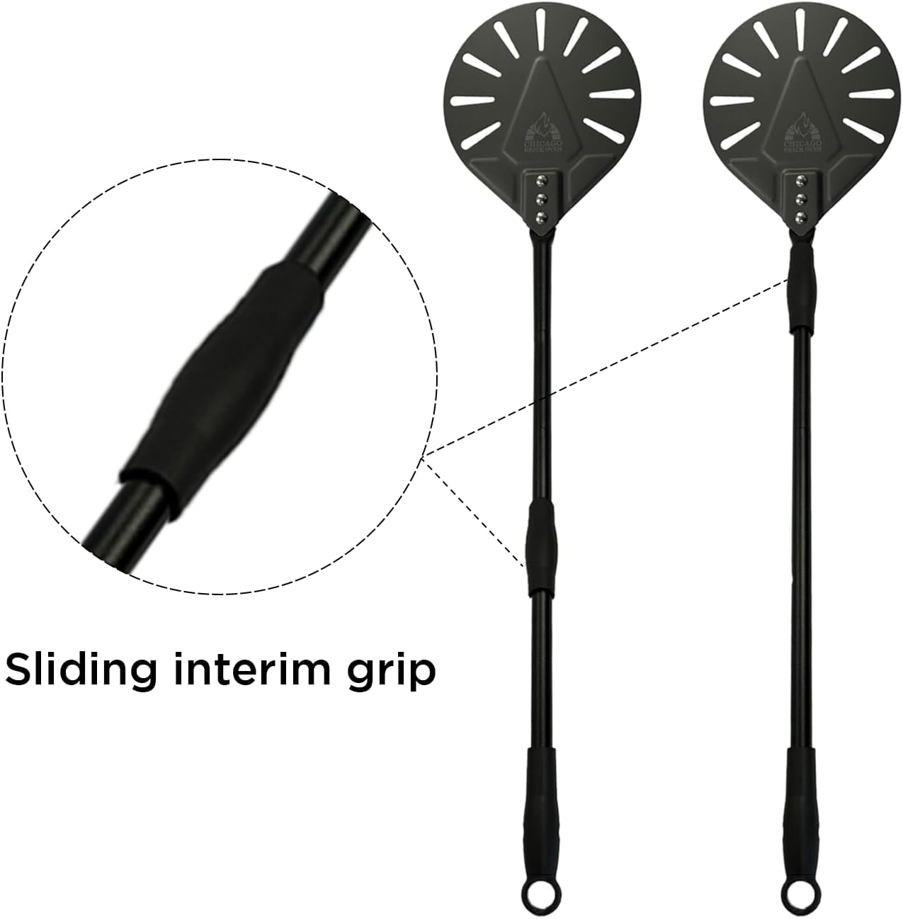 Turning Perforated Pizza Peel - 7" Diameter - 35" Overall Length - Premium Pizza Peel, Pizza Steel, 12 Inch for Professional and Home Use